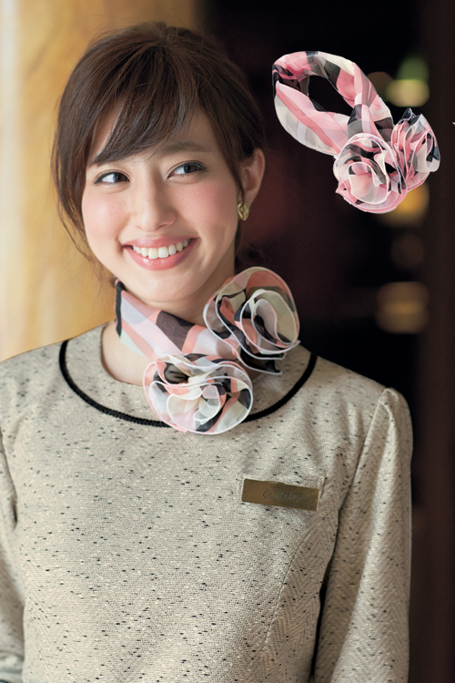 【受付案内スタッフ、フロントスタッフ向け制服】簡単スカーフ(ピンク)