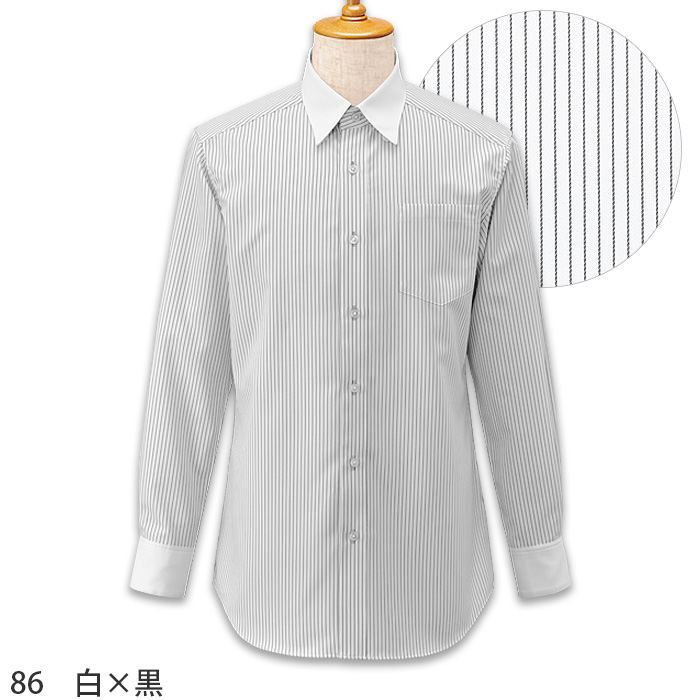 シャツ　メンズ　ストライプ　吸汗速乾　ホテル制服　受付制服　飲食制服　兼用 　color