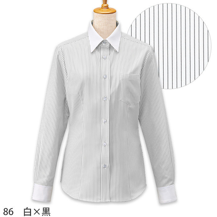 シャツ　レディース　ストライプ　吸汗速乾　ホテル制服　受付制服　飲食制服　兼用 　color