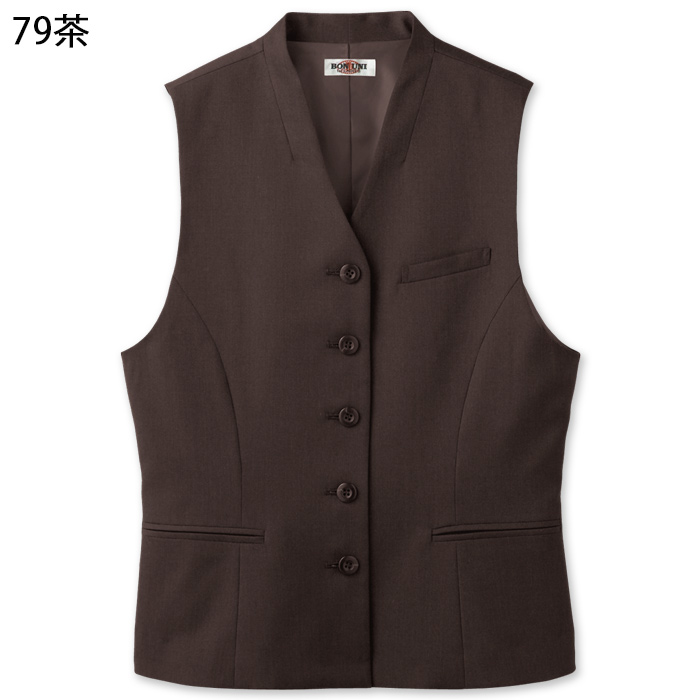 【飲食店販売店制服】襟なしミニヘリンボーンベスト3色【女性用】見る角度で表情変わる上品な仕上がり 色