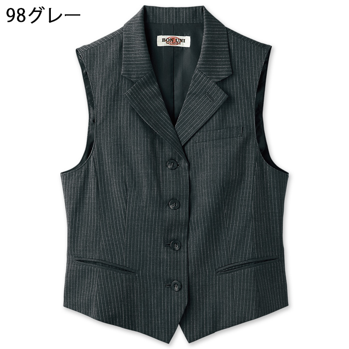【飲食店販売店制服】襟付きチャコールグレーベスト【女性用】重厚感のあるシャドーストライプ柄 　色