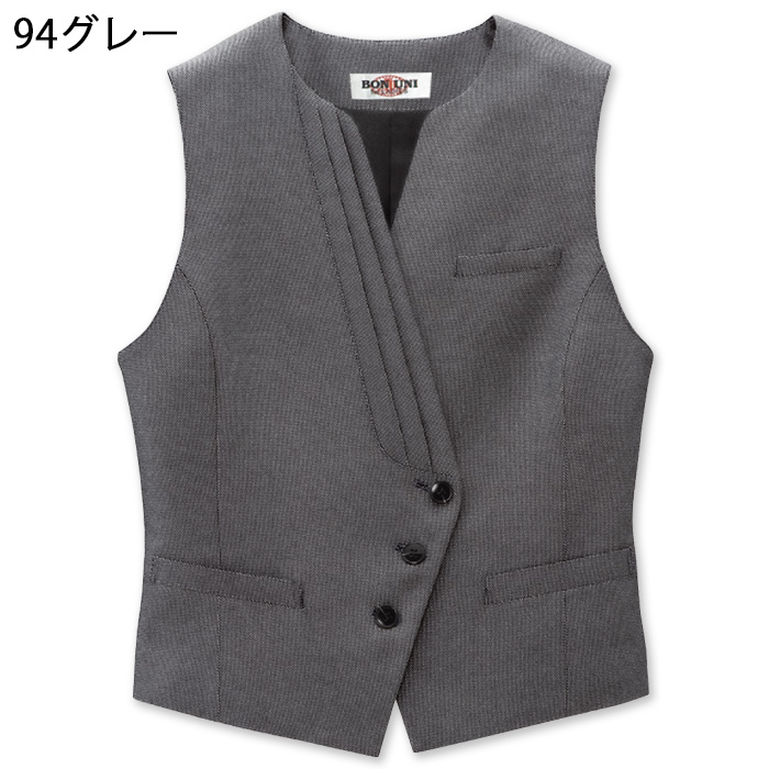 【飲食店販売店制服】襟なし グレーベスト【女性用】つややかな光沢が魅力　色