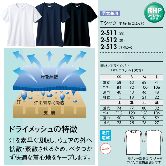 しっかり衛生管理ができる　Tシャツ