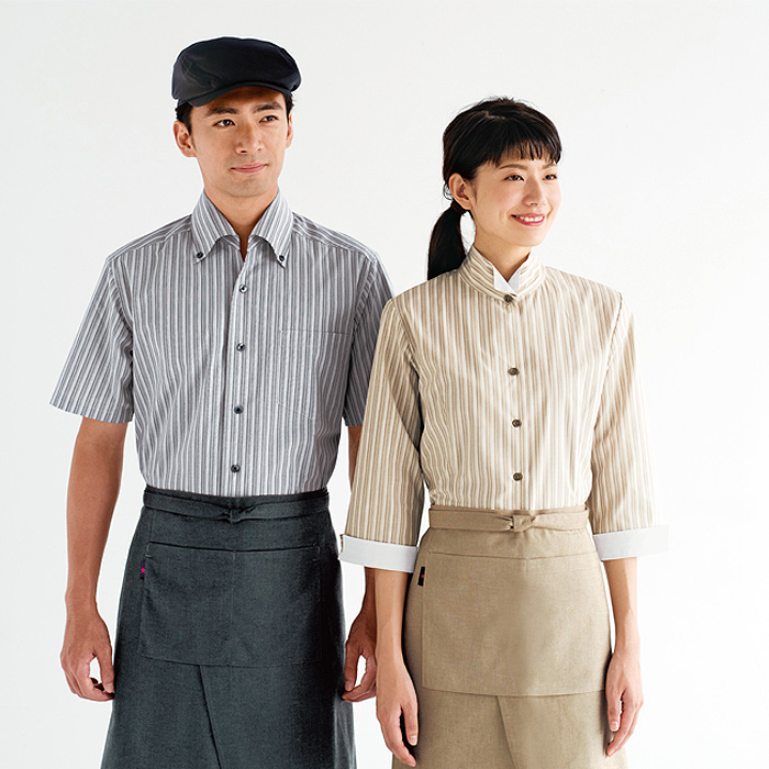 ウィングカラーシャツ　七分袖　女性用　モデル