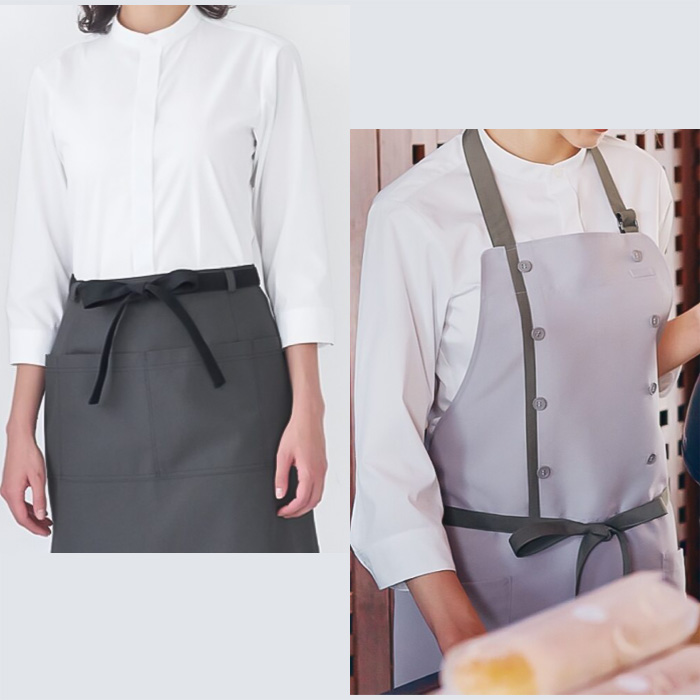 【飲食店販売店制服】SSS〜6Lサイズ 透けない高ストレッチ スタンドカラー七分袖シャツ【兼用】　生地スペック