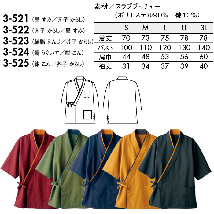 和、居酒屋、旅館に　7分袖はっぴ(上着)"