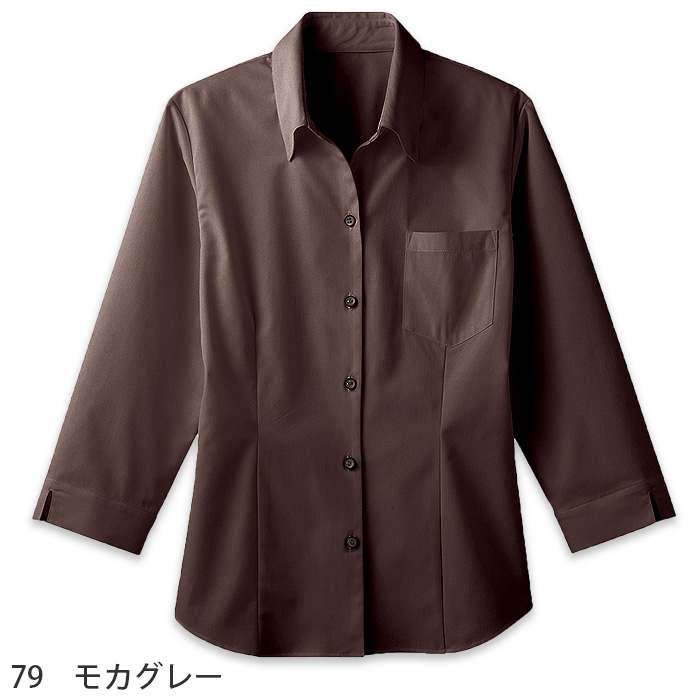 ベルカラーシャツ　七分袖　女性　色