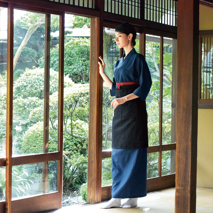 作務衣上衣　風格子　兼用model