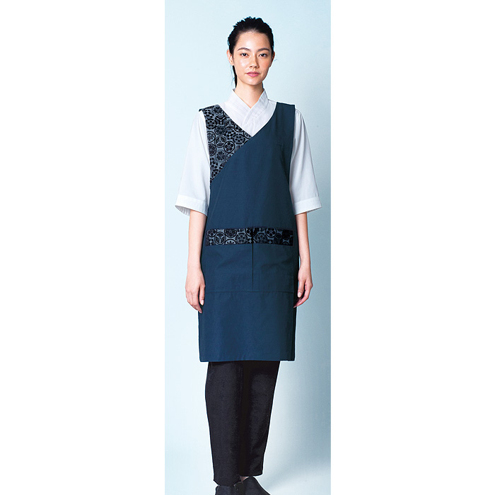 和風エプロン　家紋柄　風格子　兼用model