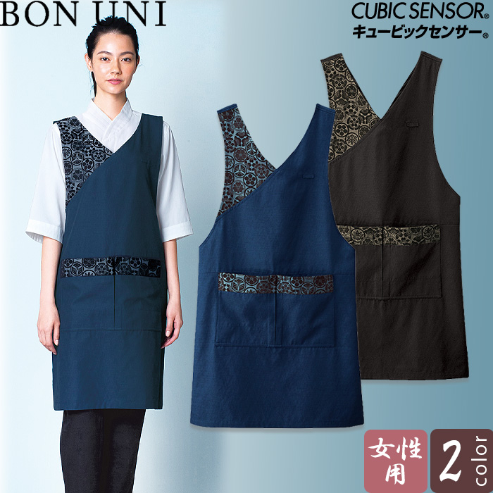 和風エプロン　家紋柄　風格子　兼用top