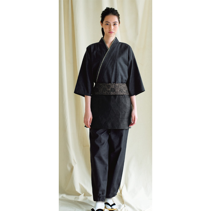 和風前掛け　家紋柄　風格子　兼用model