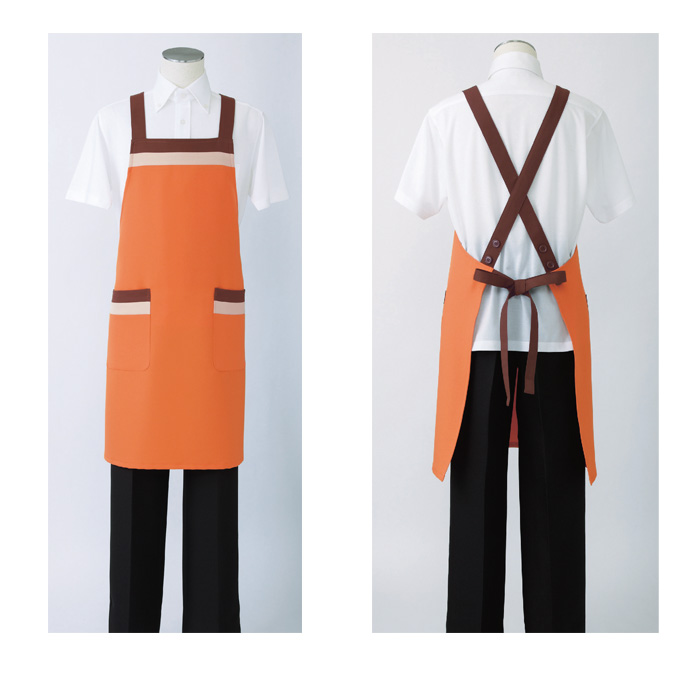 【飲食店販売店制服】エプロン【兼用】3色　80cm丈　耐久防汚　制電　水も油も　汚れに強い　静電気　　スペック