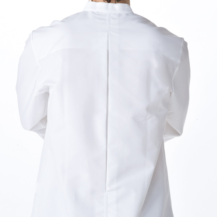 【飲食店販売店制服】シンプルなダブルコックコート　フロントファスナー式【男女兼用】　商品説明