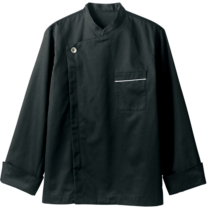 【飲食店販売店制服】シンプルなダブルコックコート　フロントファスナー式【男女兼用】　商品説明