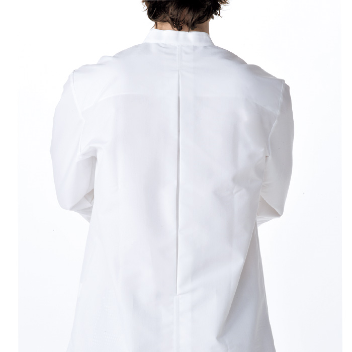 【飲食店販売店制服】シンプルなコックコート　ラインあり　アシメトリー　ダブル仕様】　商品説明