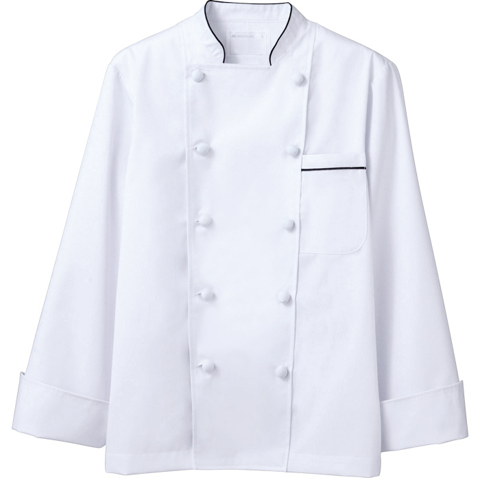 【飲食店販売店制服】シンプルなダブルコックコート　フロントファスナー式【男女兼用】　商品説明