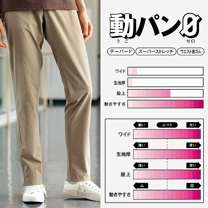 軽い、薄い、強い!　SUPERストレッチパンツ3色【兼用】　スペック