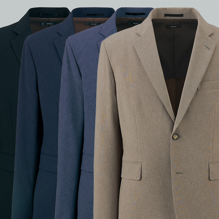 【飲食店販売店制服】メンズテーラードジャケット【男性用S~5L】軽量・タテにもヨコにも伸びるストレッチ　スペック