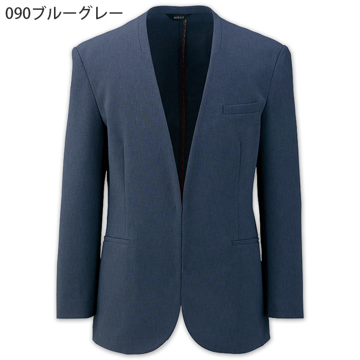 【飲食店販売店制服】メンズノーカラージャケット【男性用S~5L】軽量・タテにもヨコにも伸びるストレッチ　色