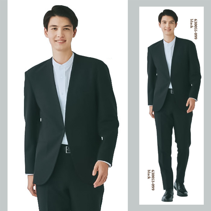 【飲食店販売店制服】メンズノーカラージャケット【男性用S~5L】軽量・タテにもヨコにも伸びるストレッチ　スペック