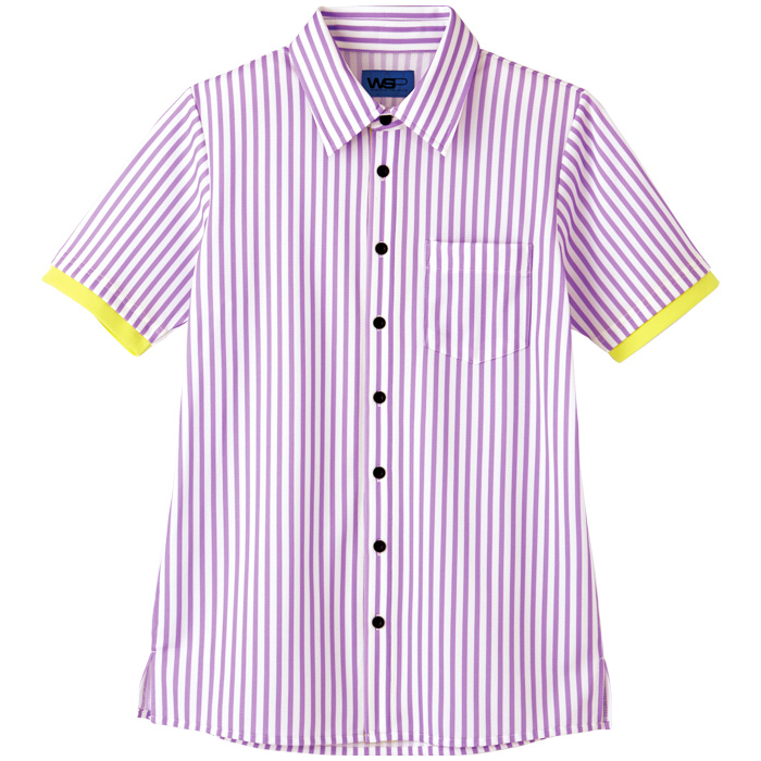 【飲食店販売店制服】ストライプニット半袖シャツ4色　清掃スタッフにもオススメ【男女兼用】　商品説明