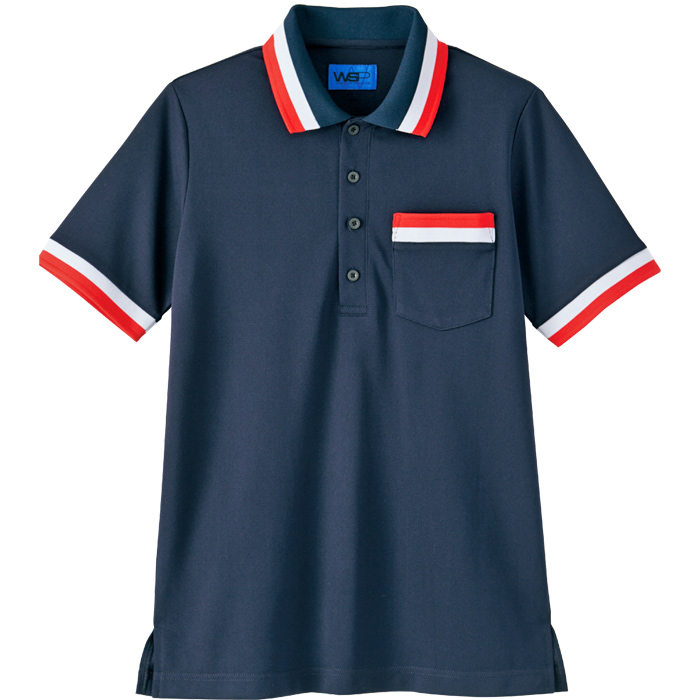 【飲食店販売店制服】エチケット機能充実のポロシャツ(ネイビー)消臭加工、吸汗速乾【男女兼用】　商品説明