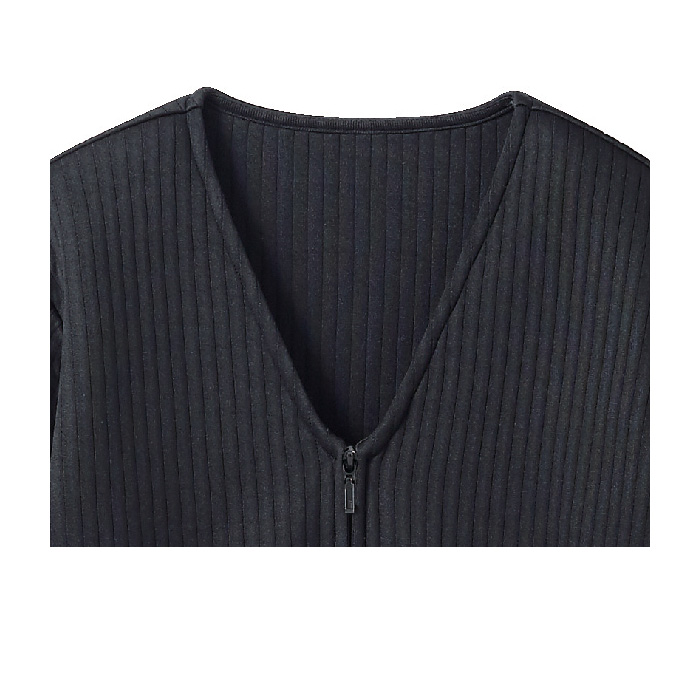 【飲食店販売店制服】カーディガン【女性用】　黒　紺　キルトニット　制電　　スペック