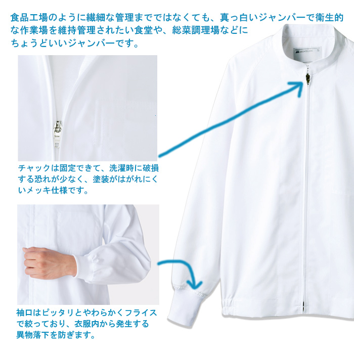 【食品工場食品販売店制服】お買い得HACCP支援作業ブルゾン男女兼用 抗菌 吸汗速乾　薄手ジャンバー