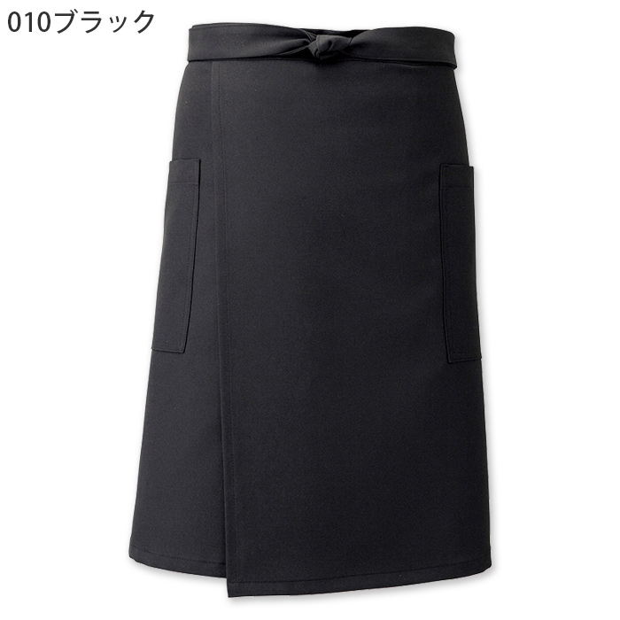 【飲食店販売店制服】アシンメトリーデザイン 腰下ミドル丈エプロン【3色】制電・ストレッチ・撥水　色