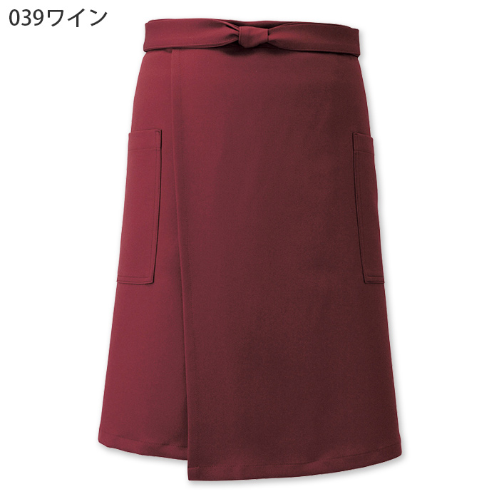 【飲食店販売店制服】アシンメトリーデザイン 腰下ミドル丈エプロン【3色】制電・ストレッチ・撥水　色