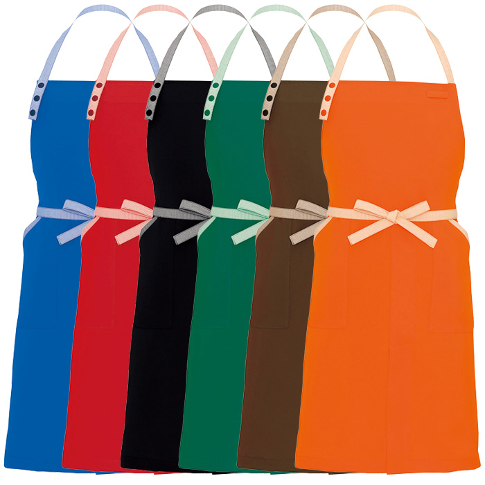 【飲食店販売店制服】紐ストライプ柄 首掛け胸当てエプロン【6色】丈80.5cm　スペック