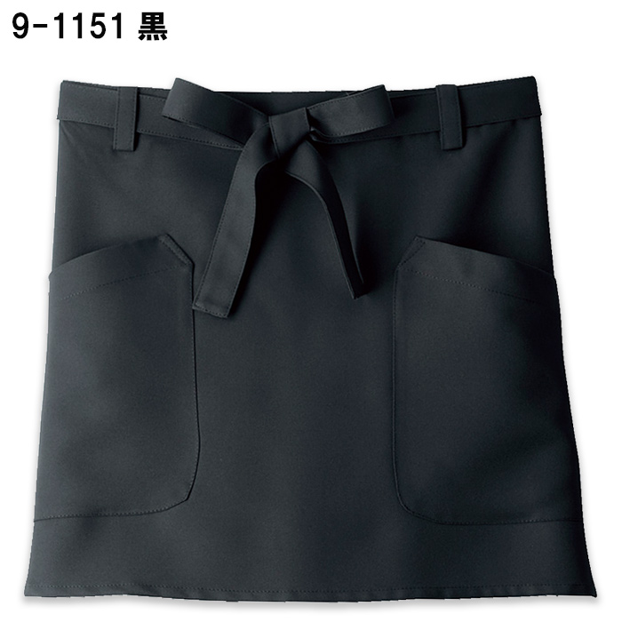 【飲食店販売店制服】腰ひもループ付きでキレイに着れる　腰下ショートエプロン【5色】