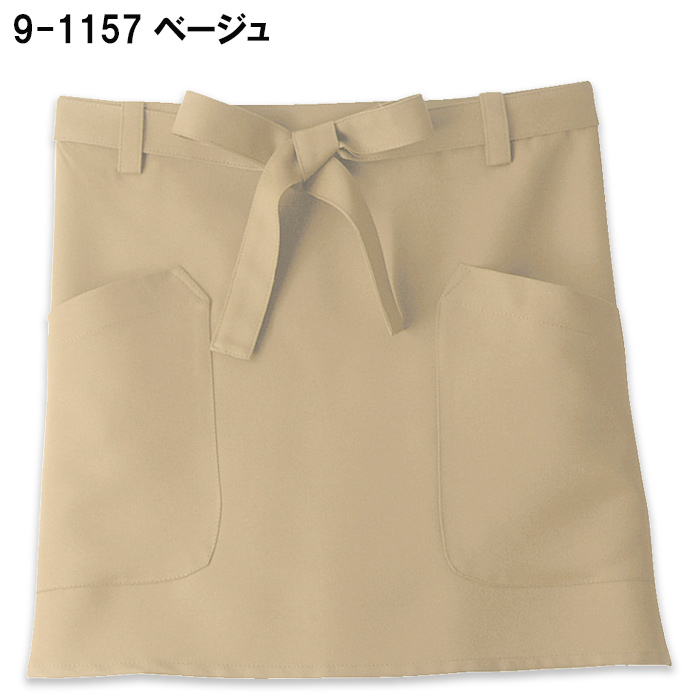 【飲食店販売店制服】腰ひもループ付きでキレイに着れる　腰下ショートエプロン【5色】
