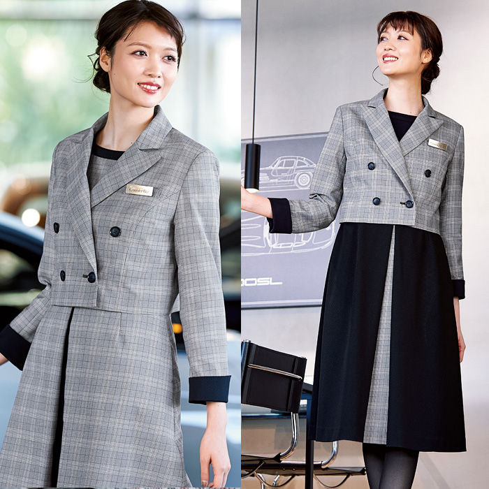 【エステ・歯科・病院制服】グレンチェックのジャケット