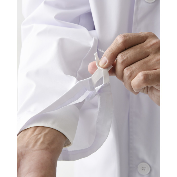 【研究系・食品開発・管理栄養士】ダブル白衣【男性用】袖口絞れる2WAYタイプ スペック