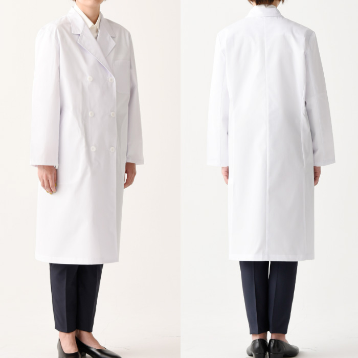 【研究系・食品開発・管理栄養士】ダブル白衣【女性用】袖口絞れる2WAYタイプ スペック
