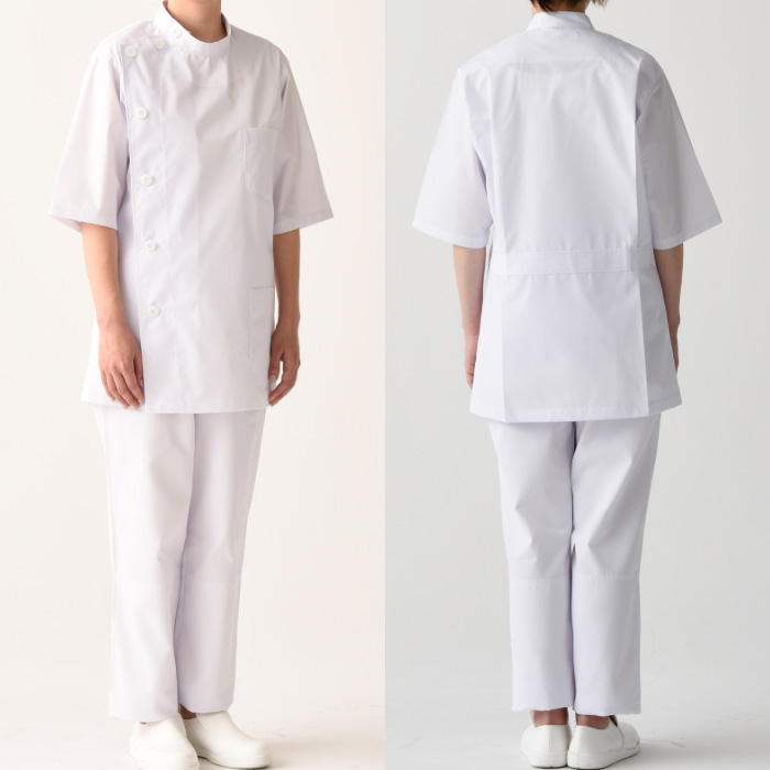【栄養士・薬局】【栄養士・薬局】五分袖白衣【男女兼用】きちんと見えるメディカルタイプ スペック