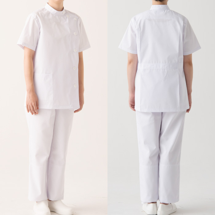 【栄養士・薬局】【栄養士・薬局】五分袖白衣【女性用】きちんと見えるメディカルタイプ スペック