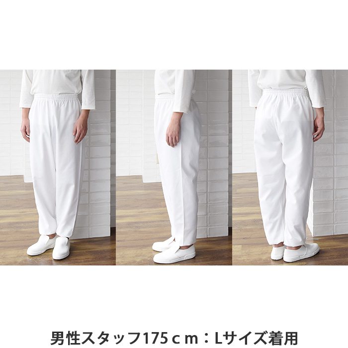 抗菌・制電・防汚の高衛生白衣 ”白”を長くキープするパンツ【男女兼用】 詳細画像