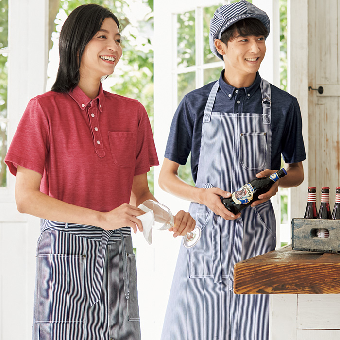 ヒッコリーストライプ　エプロン　首掛け　色