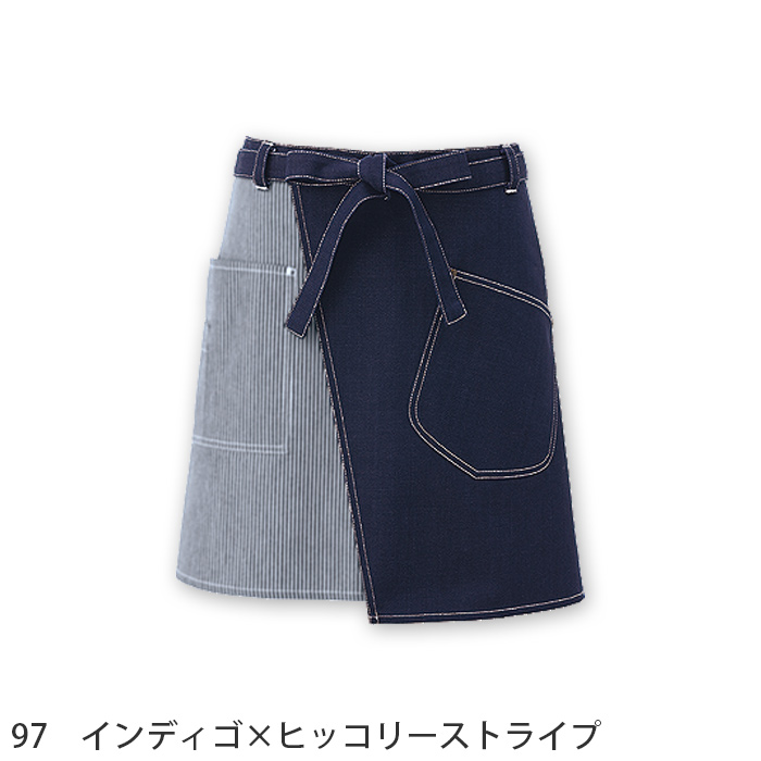 デニム&ヒッコリー　腰下ショートエプロン(男女兼用)　色