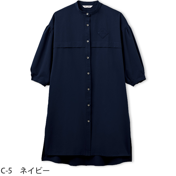 ロングシャツ　六分袖　スタンドカラー【女性用】　両脇スリットあり　AS8902　カラー