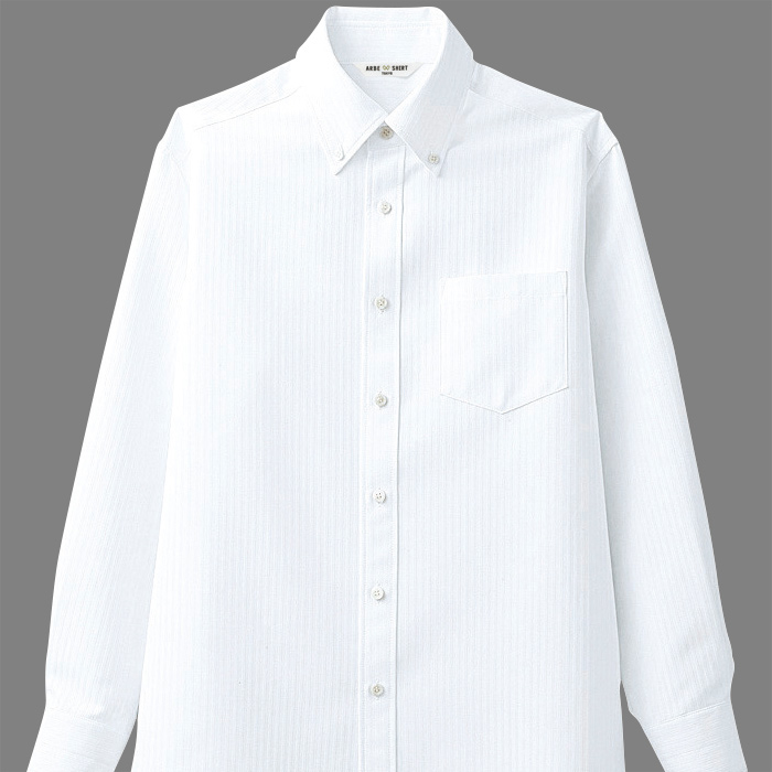 長袖・形態安定★ボタンダウンシャツ【Men's】高級感のあるシャドーストライプ　スペック