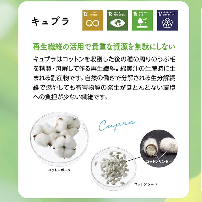 タック切り替え半袖ニット　キュプラ　サスティナブル　エコトピア　スペック