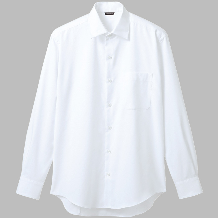 飲食店・サービス制服　レギュラーカラー長袖シャツ[男性用]　防透け　ストレッチ　万能白シャツ　カラー展開
