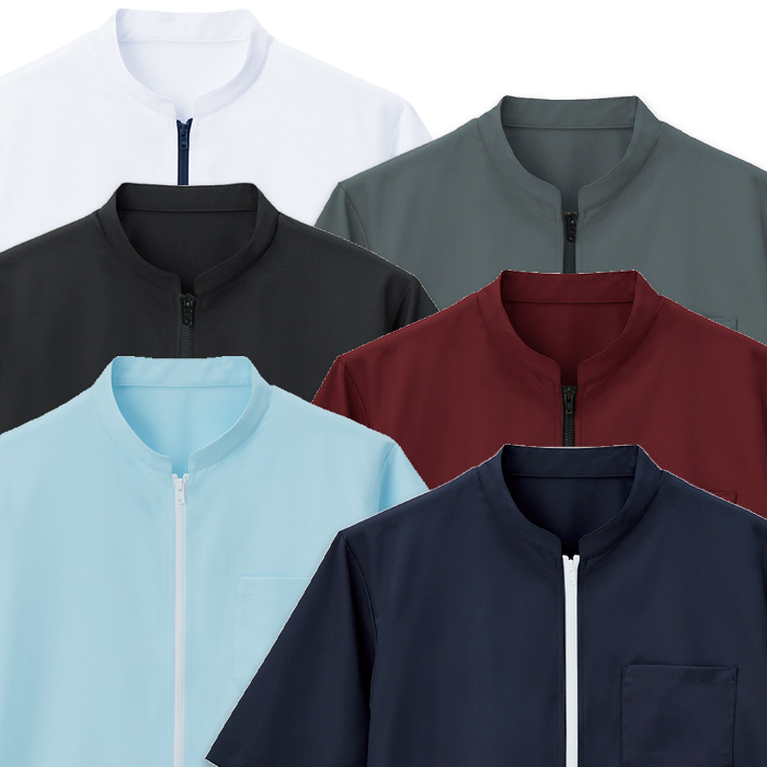 涼しい 半袖コックコート6色【兼用】軽量  暑さ対策 ジップアップ仕様　スペック