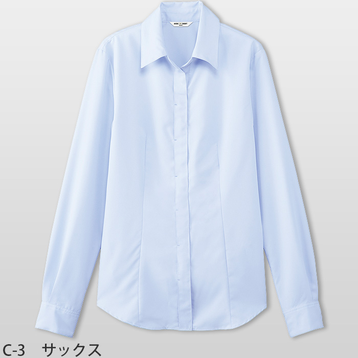 長袖ブラウス【女性用】光沢感がありエレガントな印象　嬉しい透け防止あり ダイヤドビー　カラー