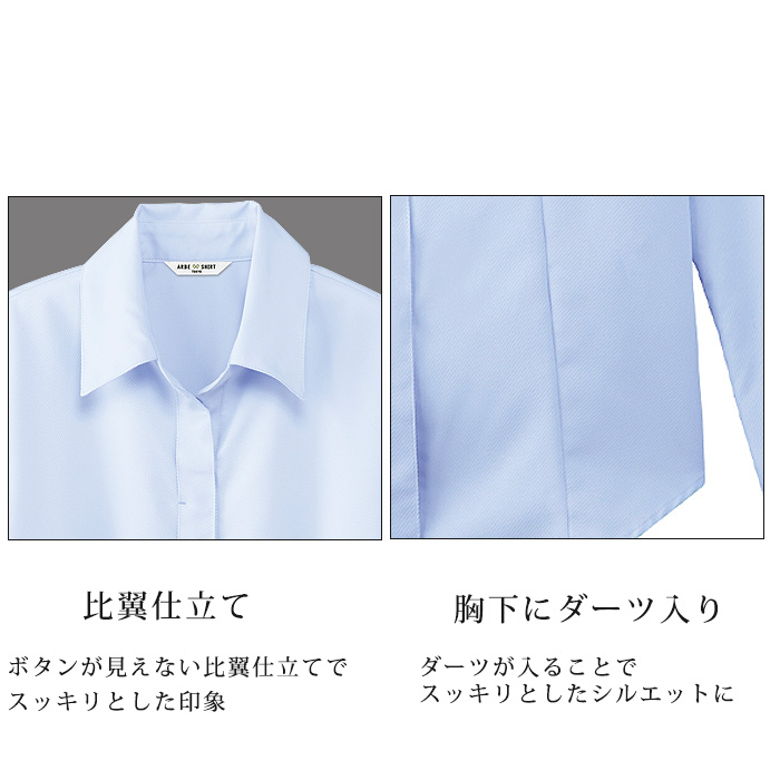 長袖ブラウス【女性用】光沢感がありエレガントな印象　嬉しい透け防止あり ダイヤドビー　詳細