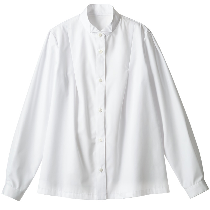 【飲食店販売店制服】ふんわりかわいいウイングカラーレディス長袖シャツ・ブラウス【女性用】　説明画像