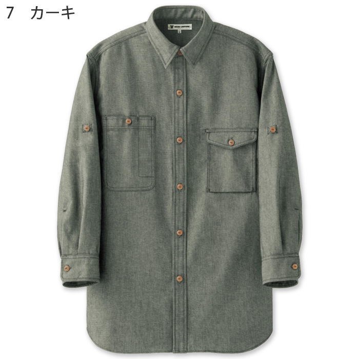 自然な表情と清涼感のある麻調デニム　シャツ【兼用】　色
